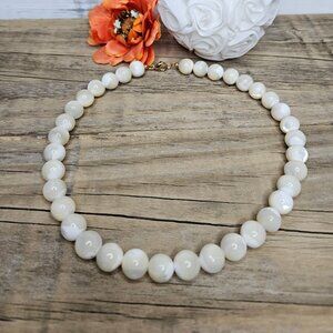 Trendy Shell Pearl Bead Necklace Choker 17" long